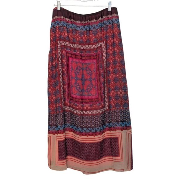 NEW Cato Bandana Print Maxi Skirt Womens Size Large Pink Boho Lined Pull On Long - Picture 8 of 10
